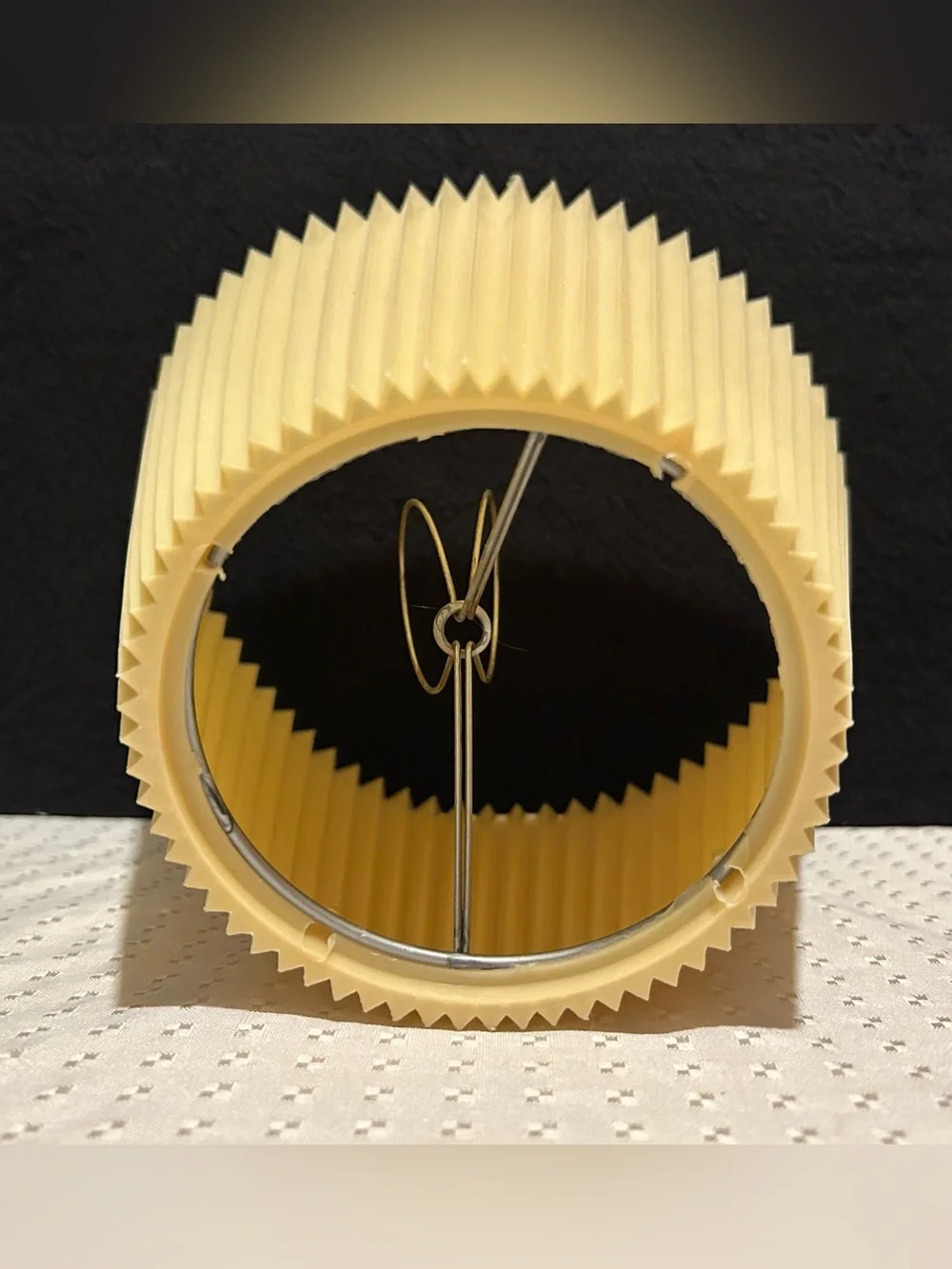 Vintage Light Creamy Yellow Hard Plastic Accordian Pleated Lampshade
